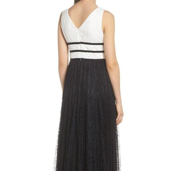 NWOT Adrianna Papell Colorblock Hi Lo Floral A Line Skirt Lace Long Gown Sz10 - Picture 2 of 5